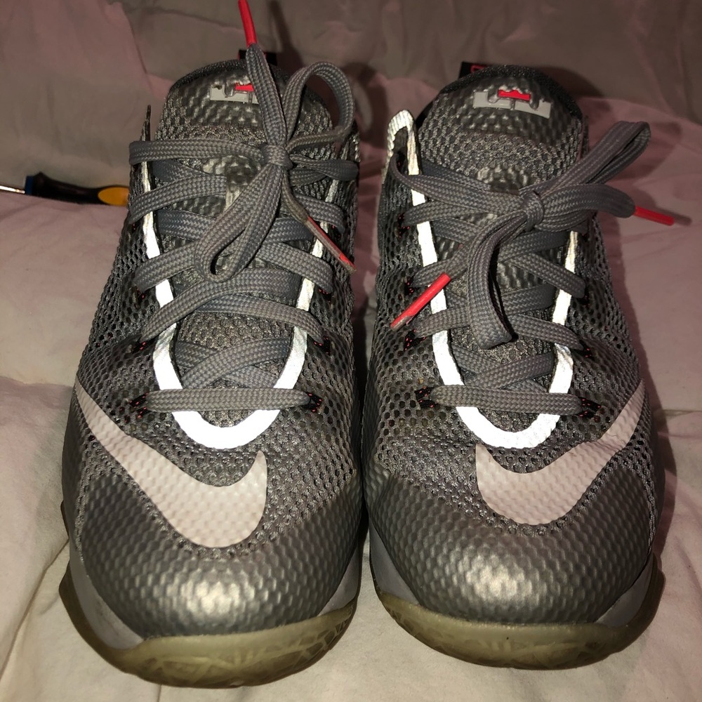 Lebron 12s.  Silver reflective 6Y